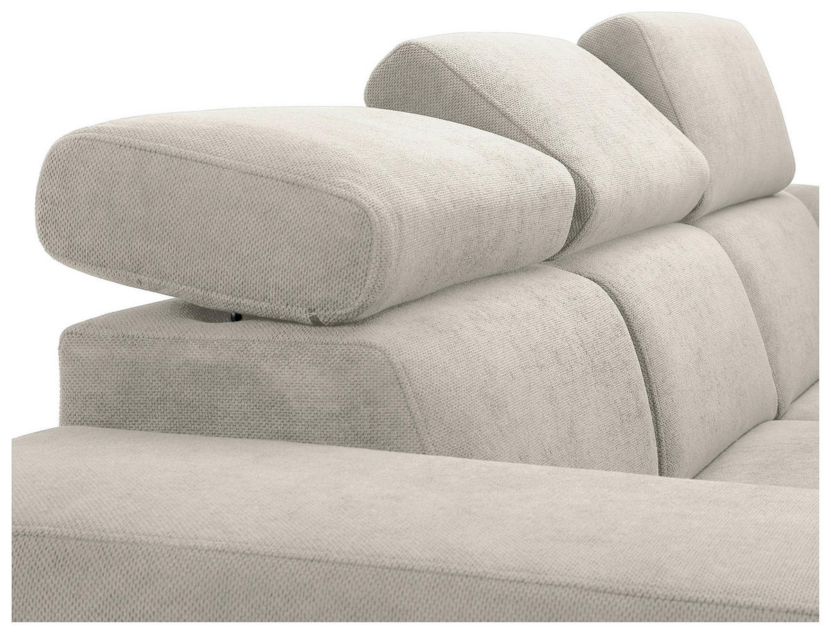 ECKSOFA Creme Webstoff  - Creme/Schwarz, KONVENTIONELL, Holz/Textil (283/244cm) - Carryhome