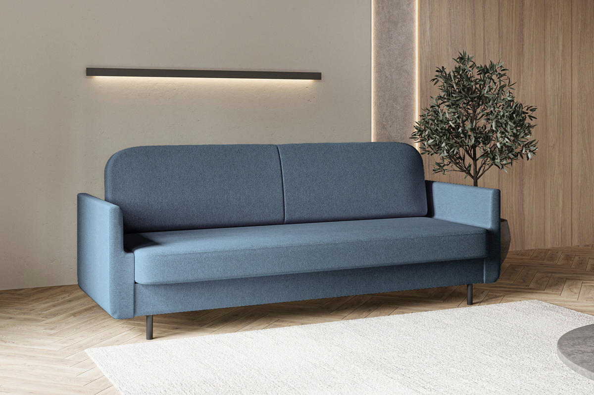 SCHLAFSOFA CLOUDY in Dunkelblau  - Dunkelblau, Design, Textil/Metall (221/87/84cm) - MID.YOU