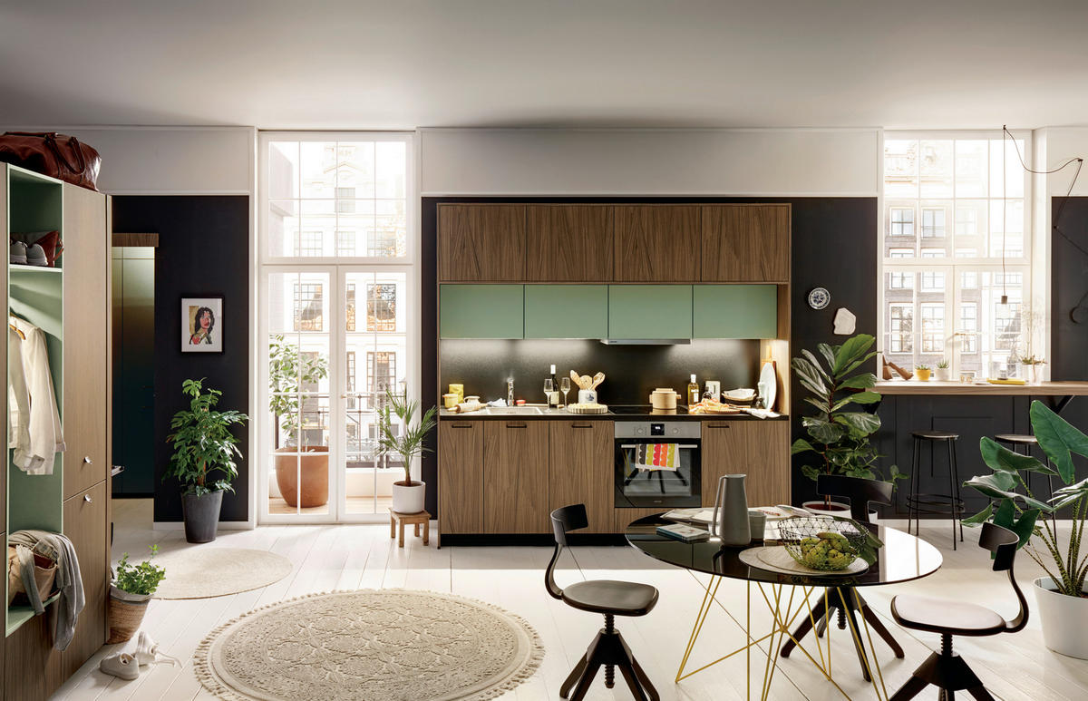 EINBAUKÜCHE   - Braun, Design, Holzwerkstoff - Schüller