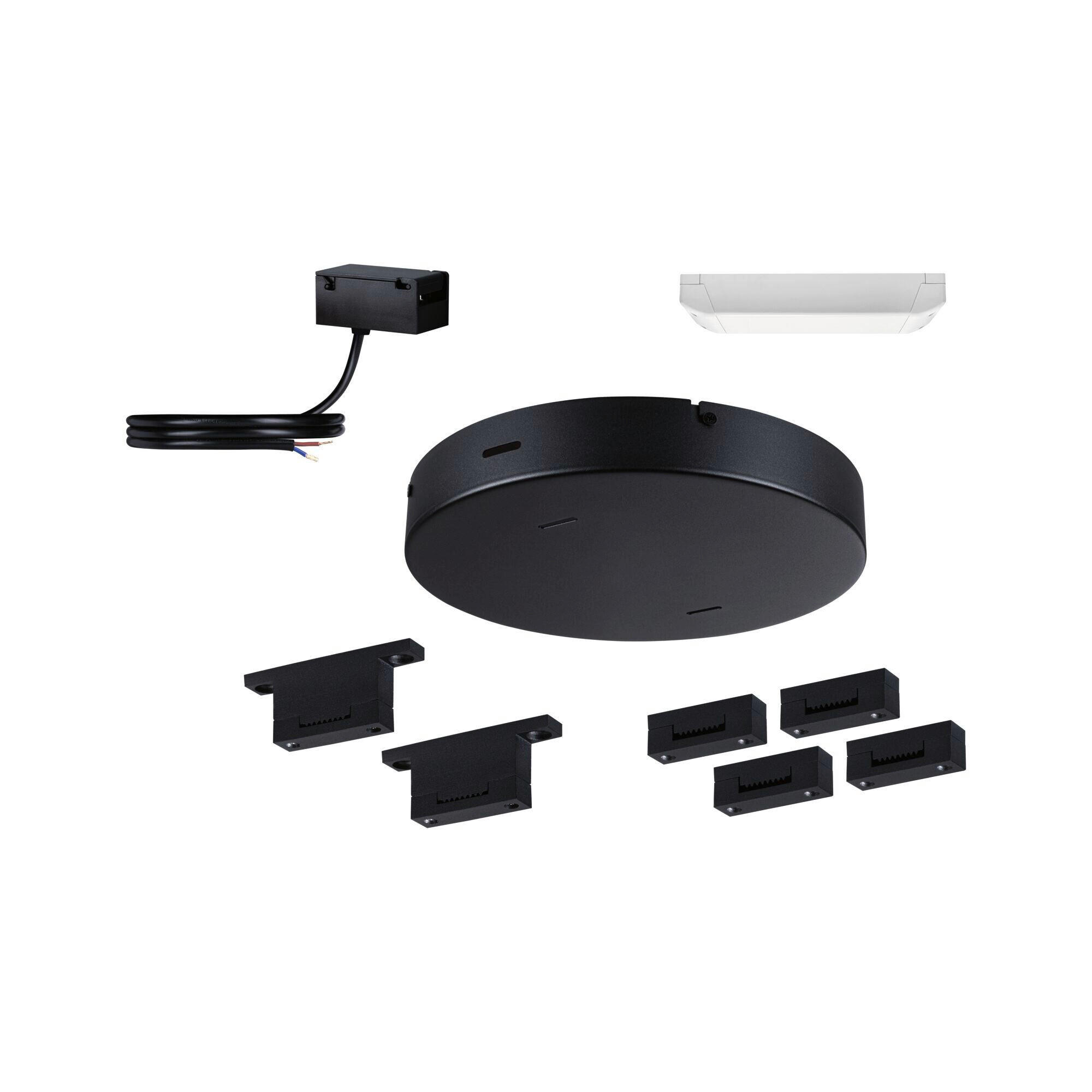 SEILSYSTEM-MONTAGESET ULine 25,0/4,0 cm  - Schwarz, Basics, Kunststoff/Metall (25,0/4,0cm) - Paulmann