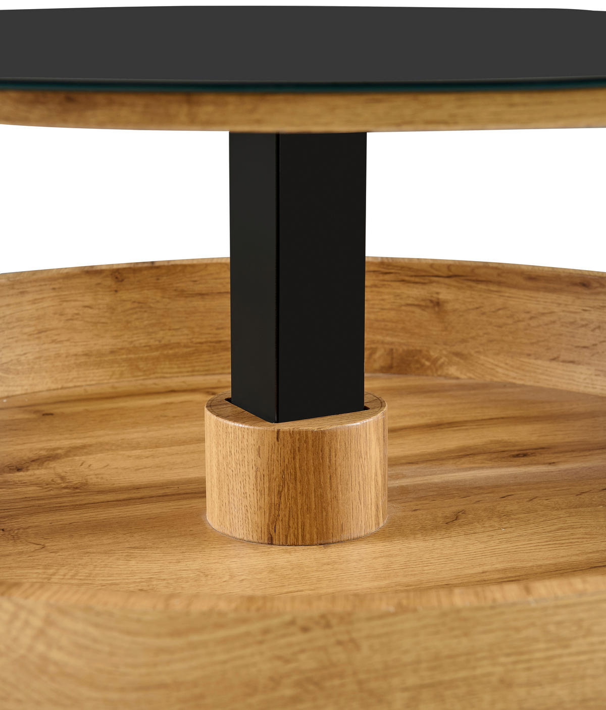 COUCHTISCH ESG 80/80/46 cm rund Schwarz, Eichefarben  - Eichefarben/Schwarz, Design, Glas/Holzwerkstoff (80/80/46cm) - MID.YOU