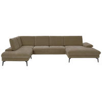WOHNLANDSCHAFT in Webstoff Hellbraun  - Hellbraun/Schwarz, Design, Textil/Metall (208/354/157cm) - Dieter Knoll