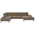 WOHNLANDSCHAFT in Webstoff Hellbraun  - Hellbraun/Schwarz, Design, Textil/Metall (208/354/157cm) - Dieter Knoll