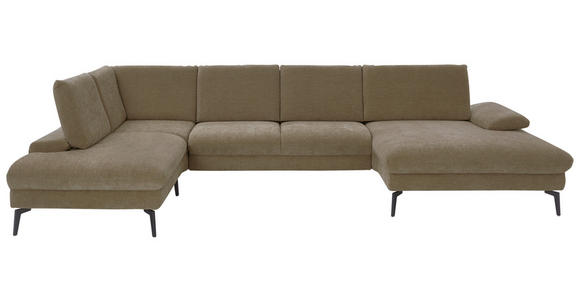 WOHNLANDSCHAFT in Webstoff Hellbraun - Hellbraun/Schwarz, Design, Textil/Metall (208/354/157cm) - Dieter Knoll