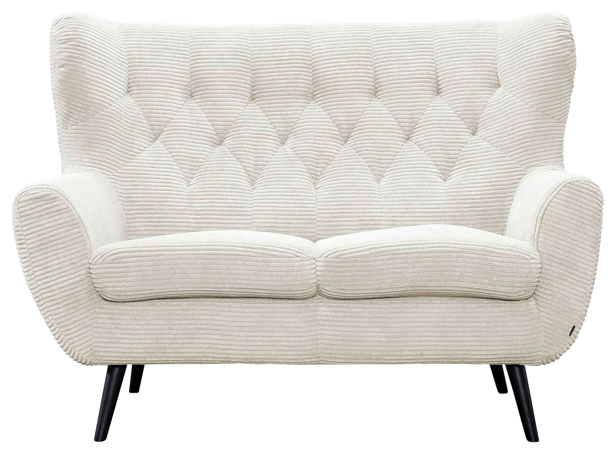 2-SITZER-SOFA Cord Creme  - Creme/Schwarz, Design, Holz/Textil (137/101/95cm) - Stylife