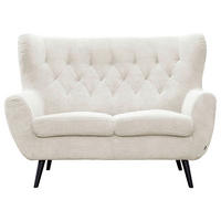 2-SITZER-SOFA Cord Creme  - Creme/Schwarz, Design, Holz/Textil (137/101/95cm) - Stylife