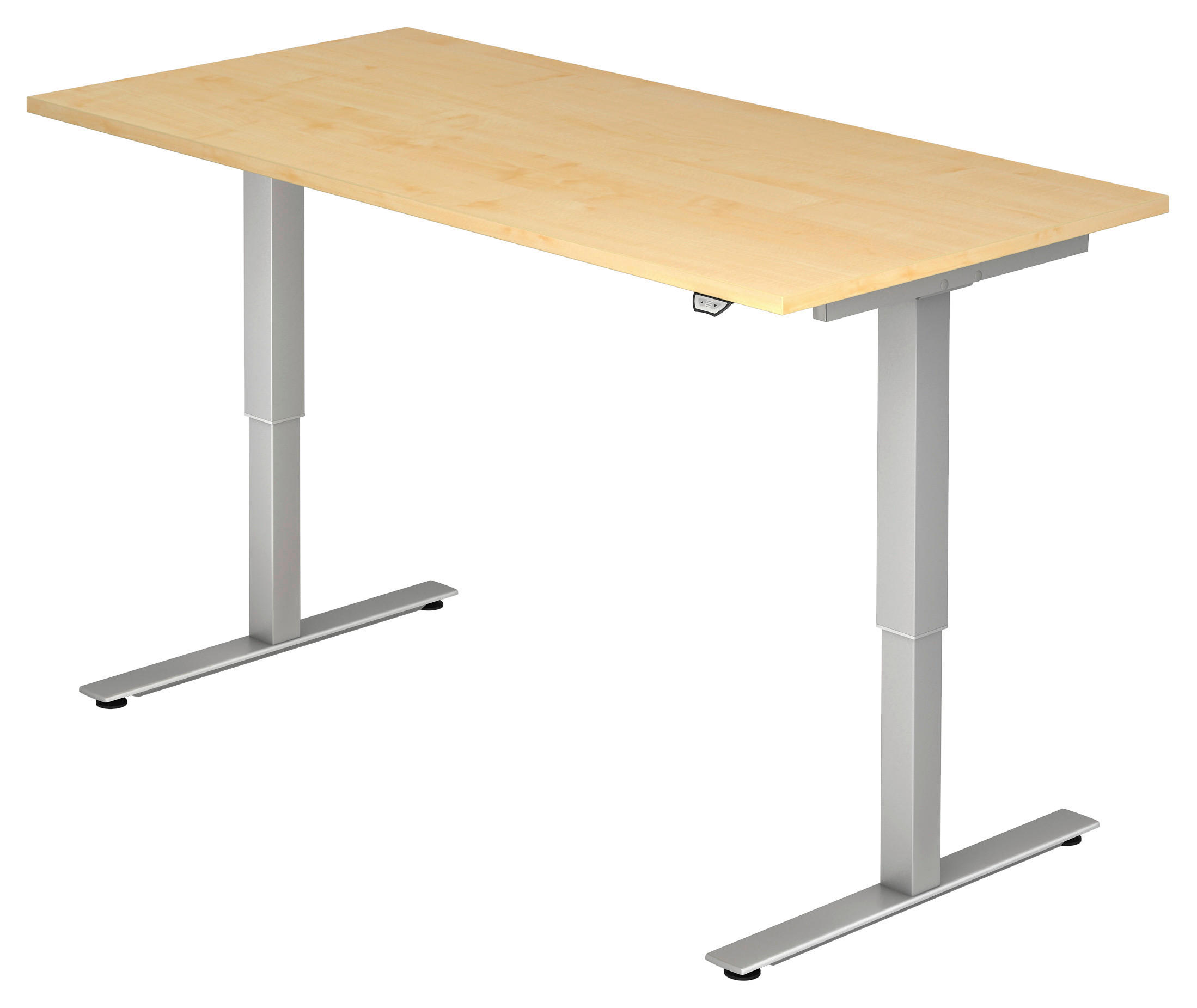 SCHREIBTISCH 160/80/72-119 cm Ahornfarben elektrisch höhenverstellbar  - Silberfarben/Ahornfarben, KONVENTIONELL, Holzwerkstoff/Metall (160/80/72-119cm) - Venda