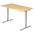 SCHREIBTISCH 160/80/72-119 cm Ahornfarben elektrisch höhenverstellbar  - Silberfarben/Ahornfarben, KONVENTIONELL, Holzwerkstoff/Metall (160/80/72-119cm) - Venda