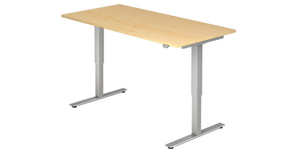 SCHREIBTISCH 160/80/72-119 cm Ahornfarben elektrisch höhenverstellbar  - Silberfarben/Ahornfarben, KONVENTIONELL, Holzwerkstoff/Metall (160/80/72-119cm) - Venda