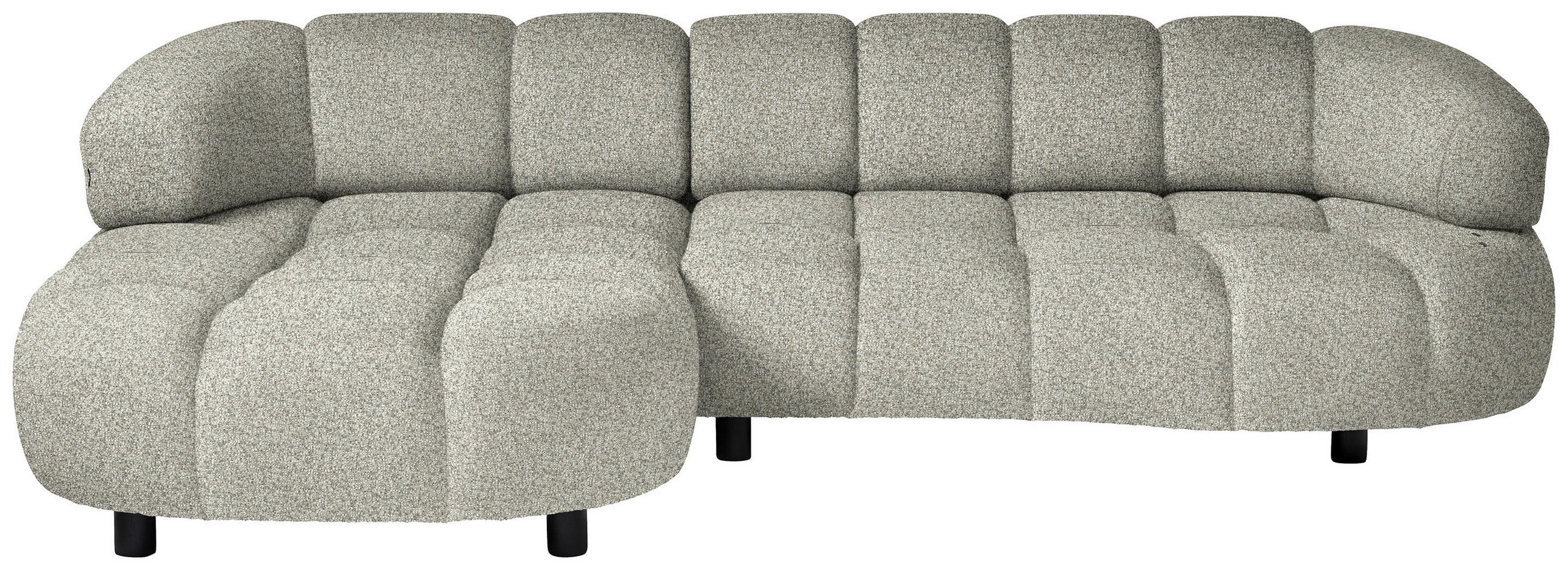 ECKSOFA Hellgrau Webstoff  - Hellgrau/Schwarz, Design, Holz/Textil (183/284cm) - Welnova