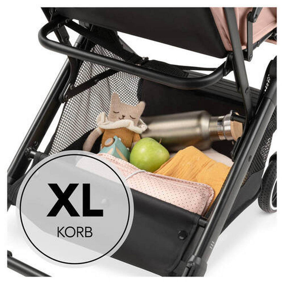 BUGGY TRAVEL N CARE PLUS  - Schwarz/Rosa, Basics, Textil/Metall (81/51,5/105cm) - Hauck