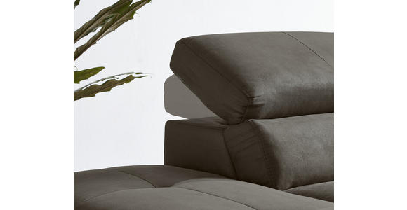 ECKSOFA inkl.Funktionen Anthrazit Lederlook - Anthrazit/Schwarz, Natur, Holz/Textil (226/282cm) - Novel
