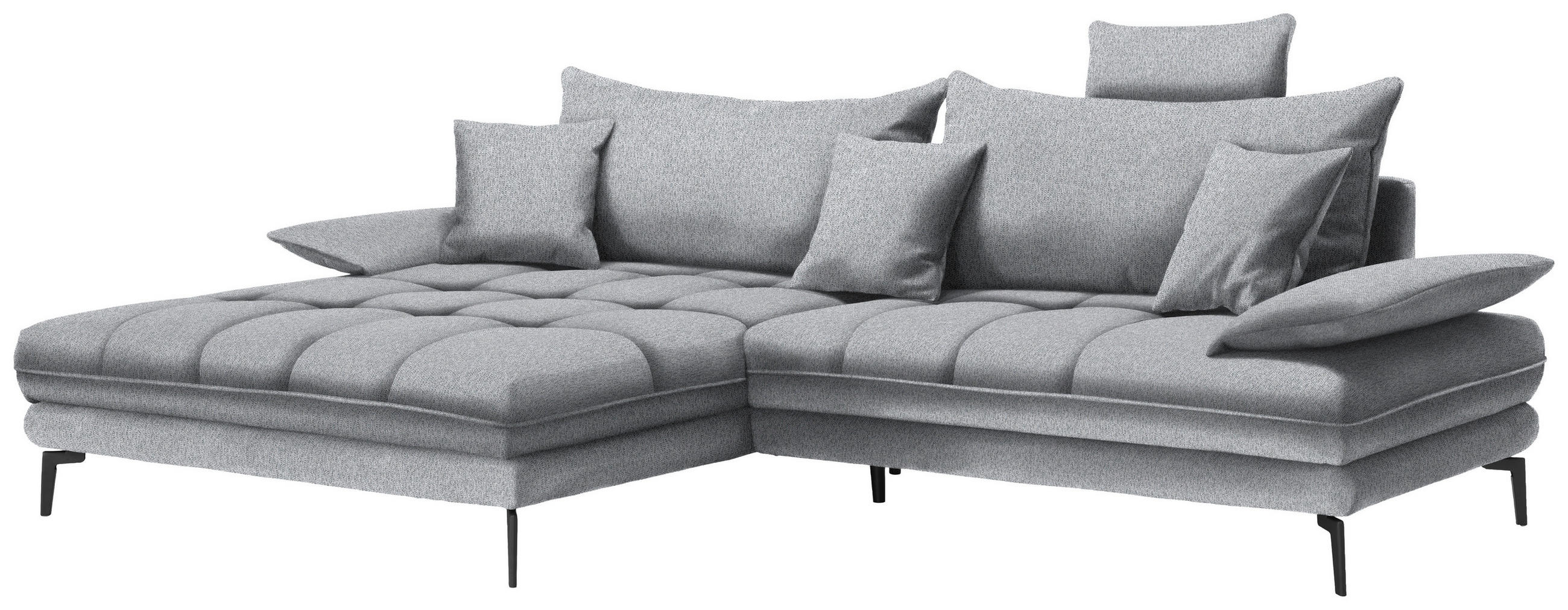 ECKSOFA PRATO Hellgrau Webstoff  - Hellgrau/Schwarz, MODERN, Textil/Metall (176/292cm) - MID.YOU