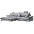 ECKSOFA in Webstoff Hellgrau  - Hellgrau/Schwarz, MODERN, Textil/Metall (173/297cm) - Carryhome