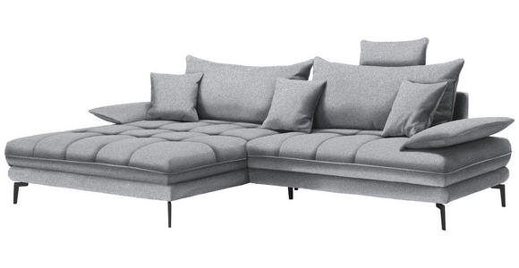 ECKSOFA in Webstoff Hellgrau 176/292 cm - Hellgrau/Schwarz, MODERN, Textil/Metall (176/292cm) - Carryhome
