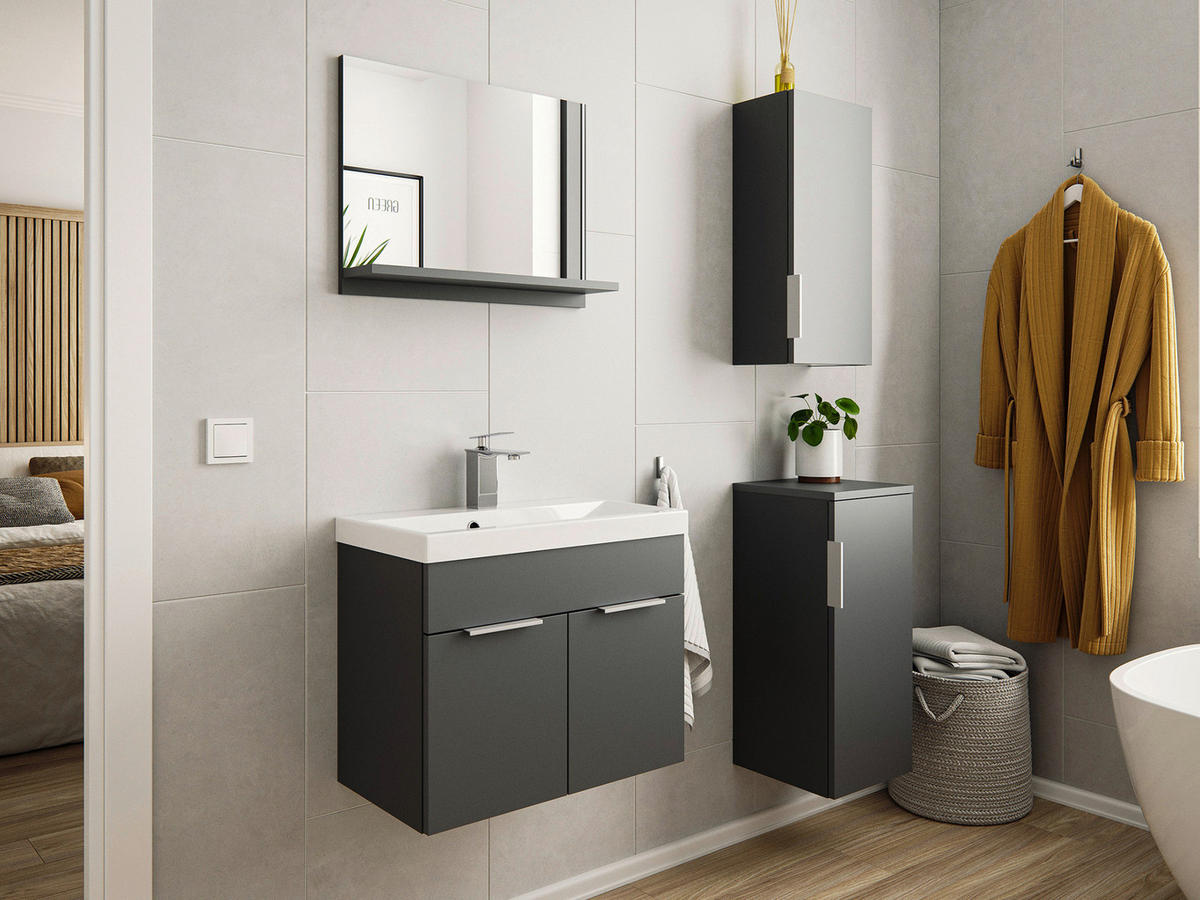 WASCHTISCHKOMBI 59,5 cm  - Graphitfarben/Weiß, Basics, Holzwerkstoff/Stein (59,5cm) - MID.YOU