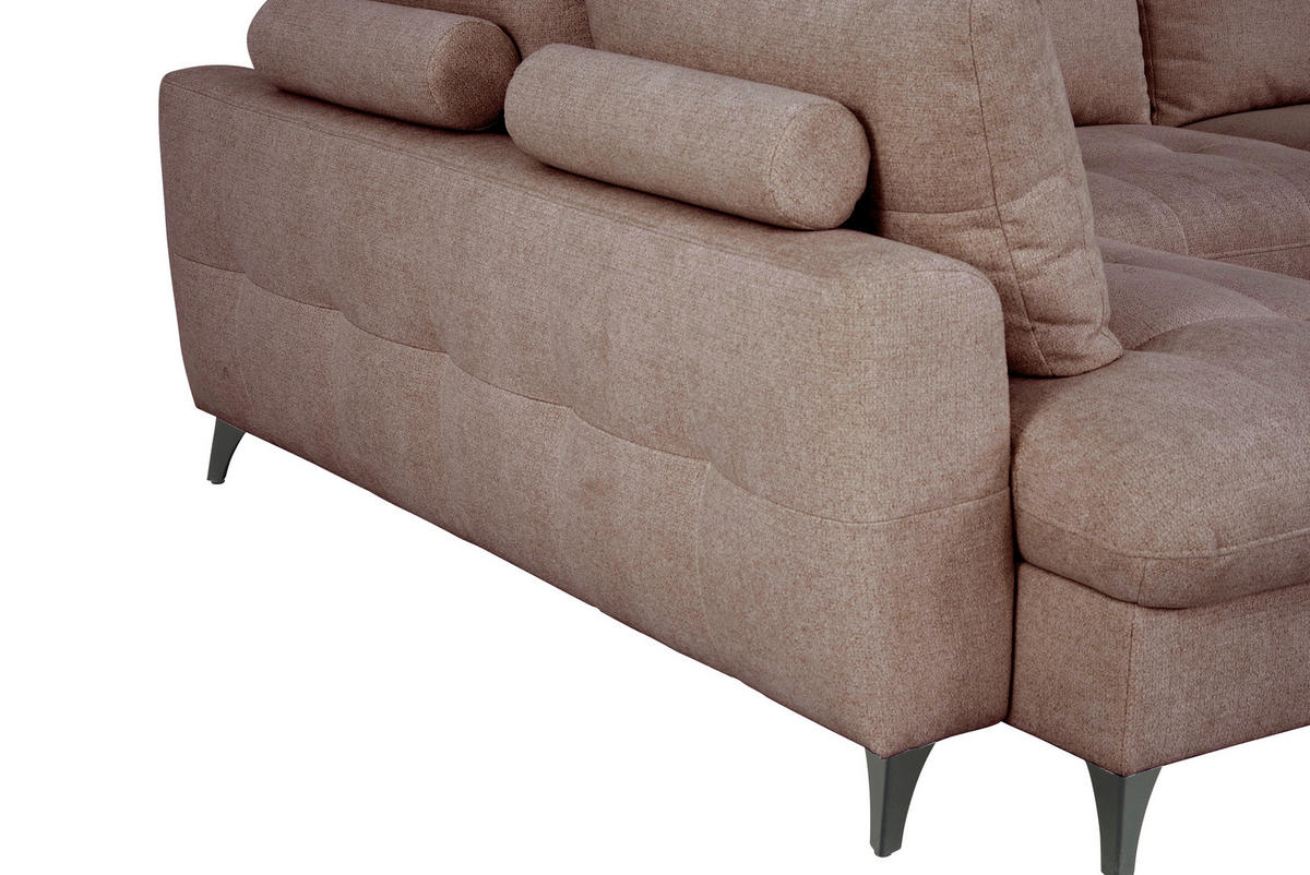 WOHNLANDSCHAFT Rosa Chenille  - Schwarz/Rosa, KONVENTIONELL, Textil/Metall (188/340/160cm) - Xora