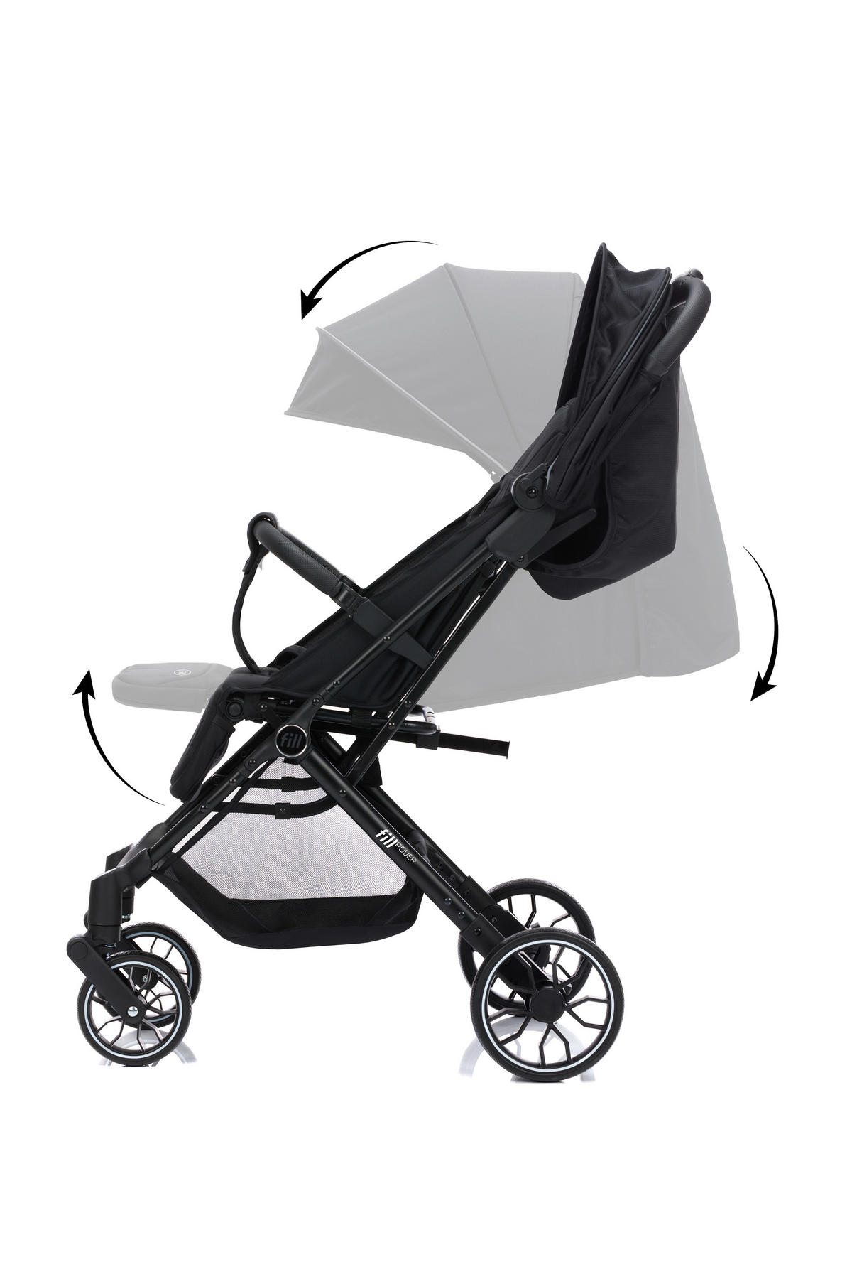 KIŠOBRAN KOLICA   - crna, Osnovno, tekstil/metal (85/53/103cm) - Fillikid