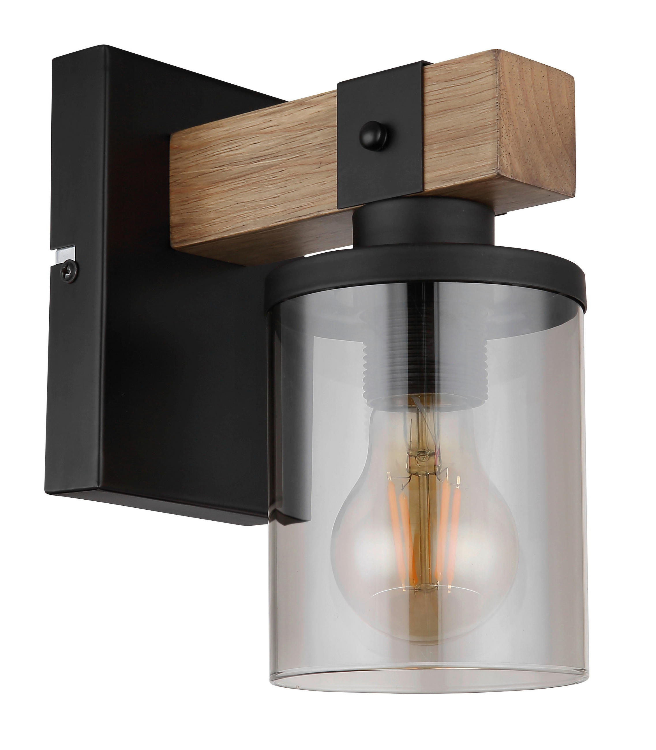 WANDLEUCHTE Lila 10/17/22,5 cm   - Dunkelbraun/Schwarz, Natur, Glas/Holz (10/17/22,5cm) - Globo