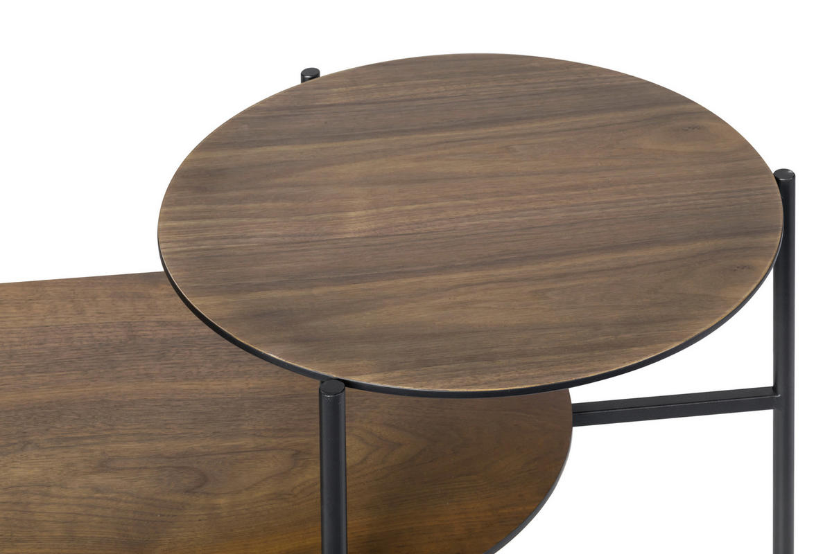 COUCHTISCH 118/45/48 cm oval Schwarz, Eiche dunkel  - Eiche dunkel/Schwarz, Design, Holzwerkstoff/Metall (118/45/48cm) - MID.YOU