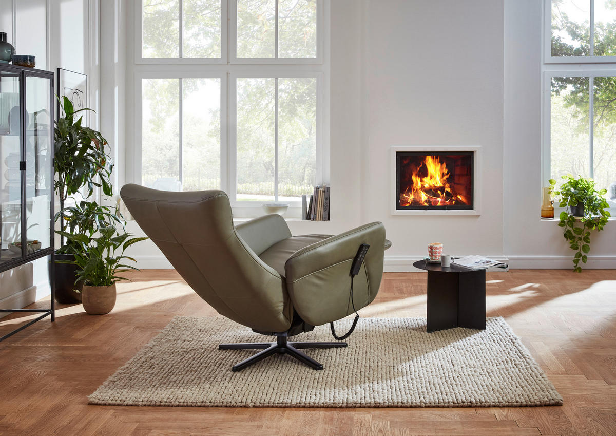 RELAXSESSEL in Leder Grau, Grün  - Schwarz/Grau, Design, Leder/Metall (76/114/83cm) - Beldomo Speed