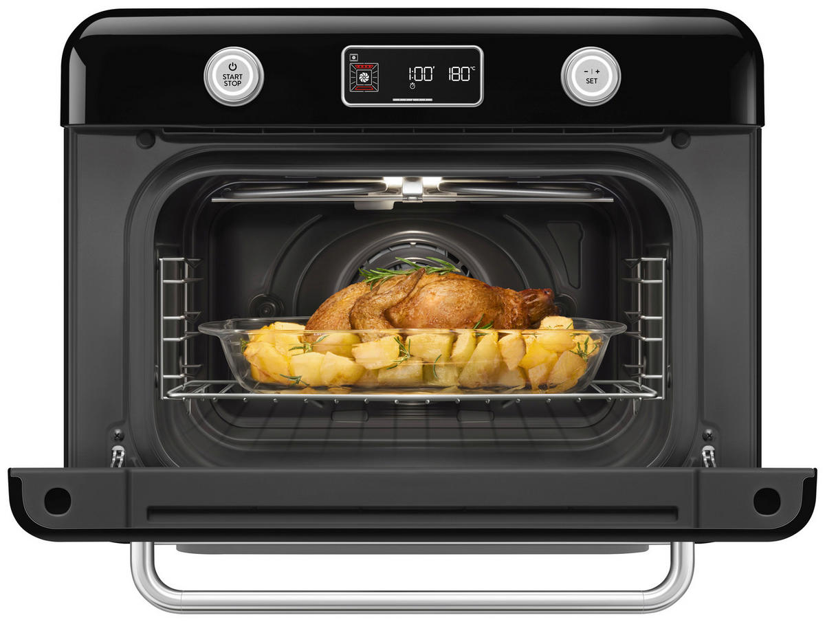 MINIBACKOFEN 50´s Style  - Schwarz Hochglanz, Basics, Metall (50/40/51cm) - SMEG