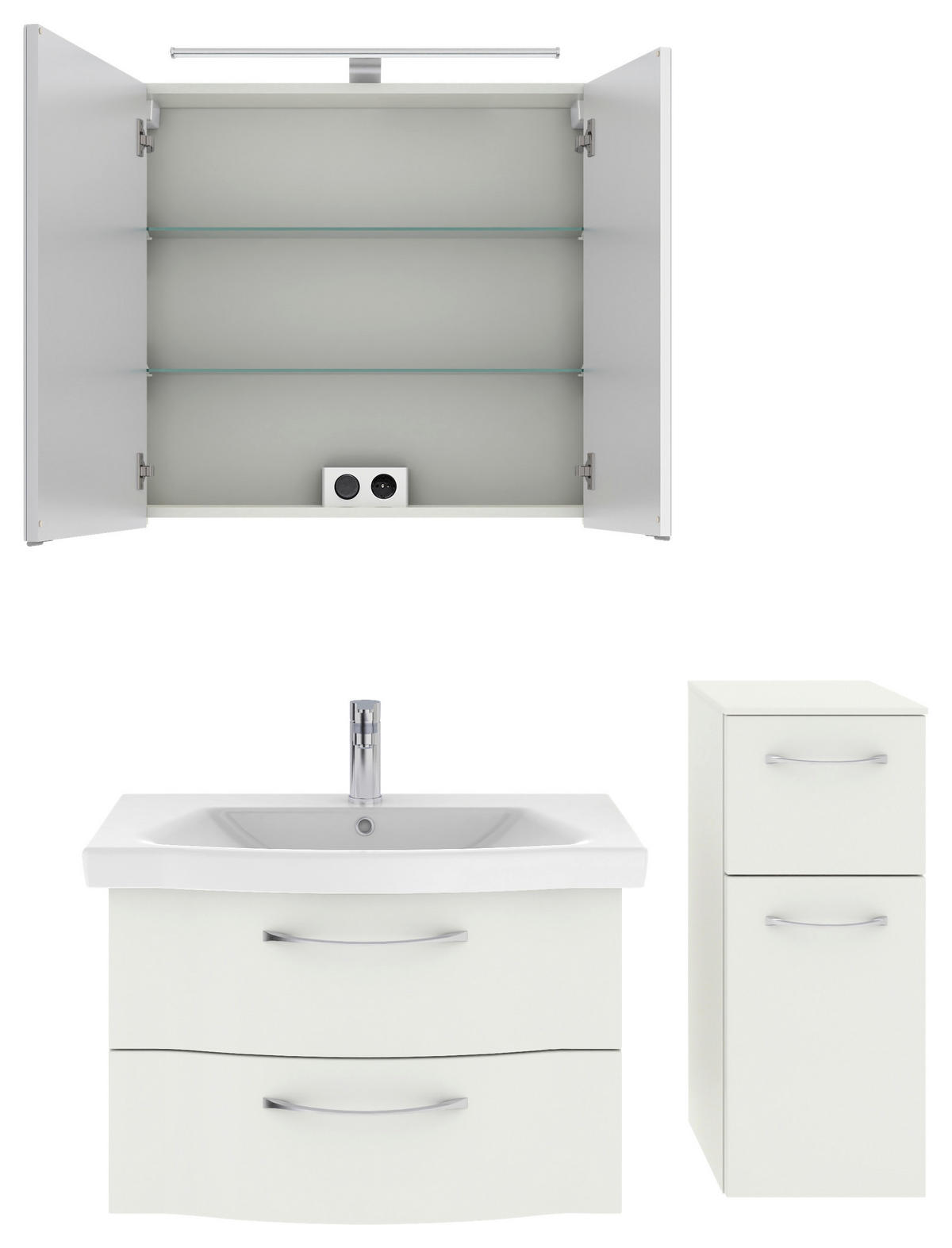 BADEZIMMER 4-teilig  in 112 cm  - Chromfarben/Weiß Hochglanz, KONVENTIONELL, Glas/Keramik (112cm) - Pelipal