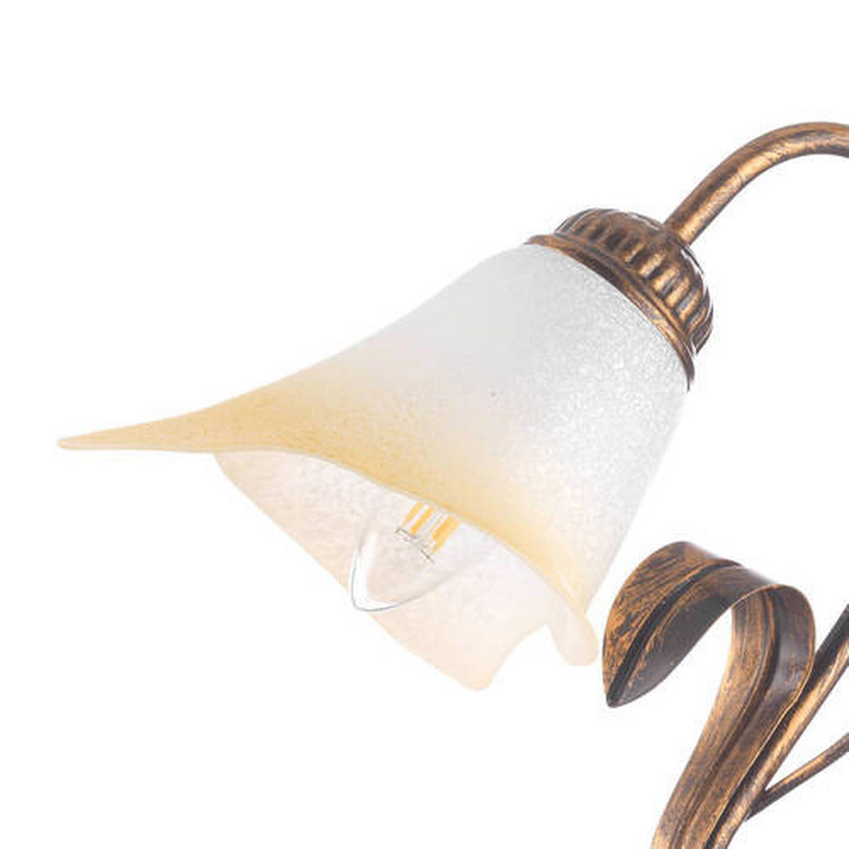STOLNÁ LAMPA, E14, 25/31 cm  - bronzová/biela, Natur, kov (25/31cm)