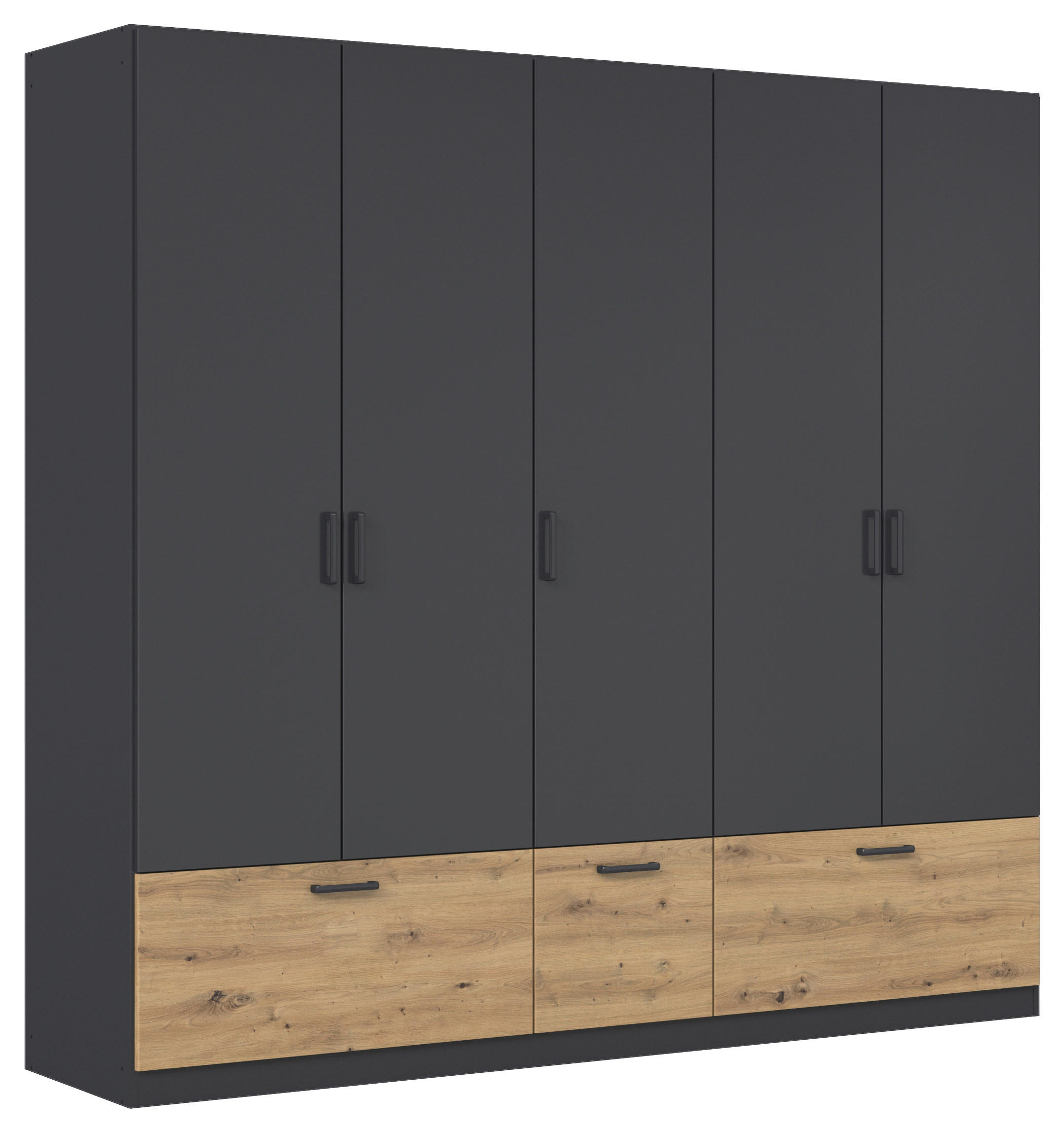 KLEIDERSCHRANK in Grau, Eiche Artisan  - Eiche Artisan/Grau, Basics, Holzwerkstoff/Metall (226/210/54cm) - Boxxx