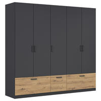 KLEIDERSCHRANK in Grau, Eiche Artisan  - Eiche Artisan/Grau, Basics, Holzwerkstoff/Metall (226/210/54cm) - Boxxx