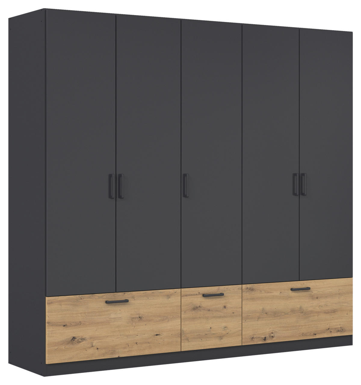 KLEIDERSCHRANK in Grau, Eiche Artisan  - Eiche Artisan/Grau, Basics, Holzwerkstoff/Metall (226/210/54cm) - Boxxx