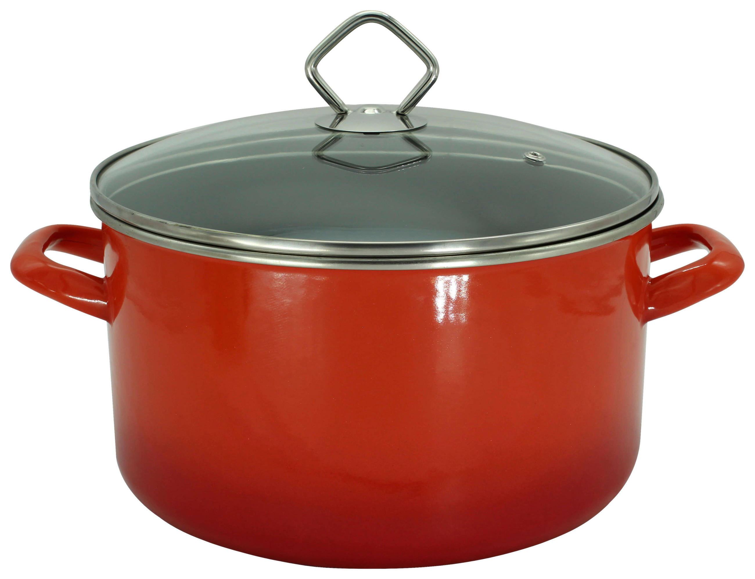 FLEISCHTOPF 5,5 l  - Rot, Basics, Glas/Metall (24cm)