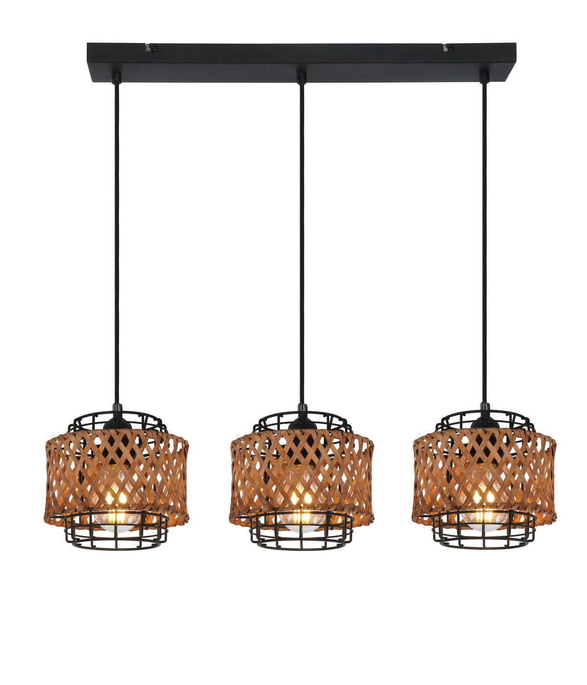 HÄNGELEUCHTE 17/120 cm    - Dunkelbraun/Schwarz, Natur, Naturmaterialien/Metall (17/120cm) - Globo