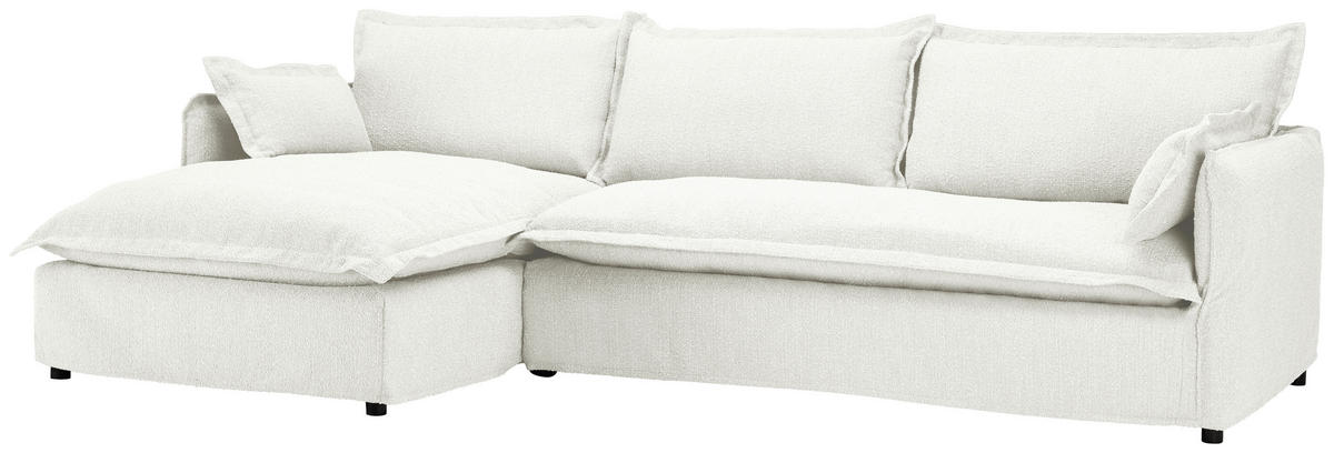 HUSSEN-ECKSOFA Weiß Flachgewebe, Bouclé  - Schwarz/Weiß, Trend, Textil/Metall (165/295cm) - Livetastic