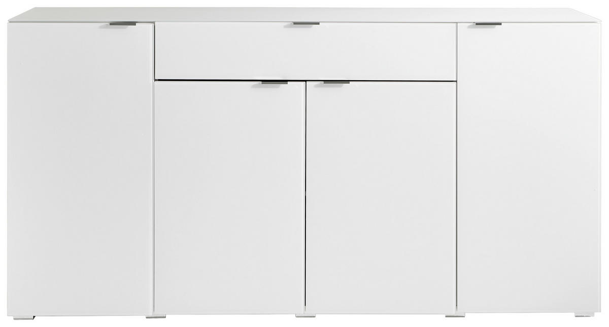 SIDEBOARD  in 180/92/42 cm  - Chromfarben/Weiß, Design, Glas/Holzwerkstoff (180/92/42cm) - Novel