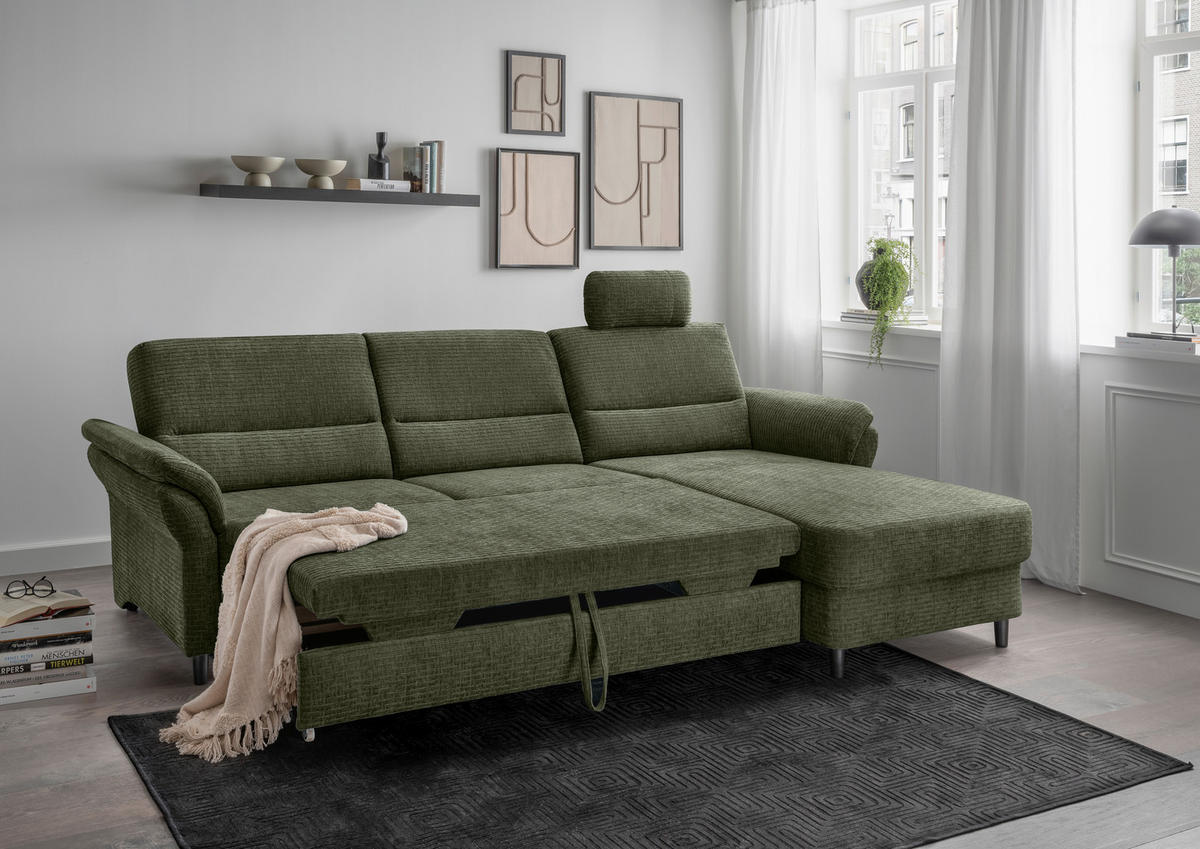 ECKSOFA Olivgrün Mikrofaser - Einrichtungsbeispiel