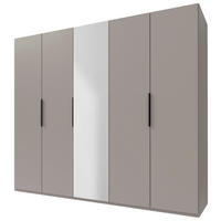 DREHTÜRENSCHRANK 250/236/58 cm,  in Sahara, 5 Tür(en)  - Schwarz/Sahara, MODERN, Glas/Holzwerkstoff (250/236/58cm) - MID.YOU