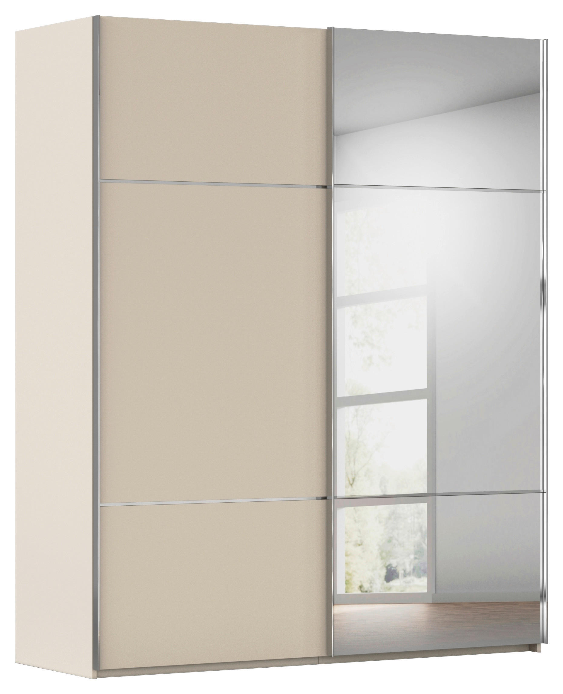 SCHWEBETÜRENSCHRANK 162/223/68 cm 2-türig Champagner  - Chromfarben/Champagner, KONVENTIONELL, Glas/Holzwerkstoff (162/223/68cm) - Novel