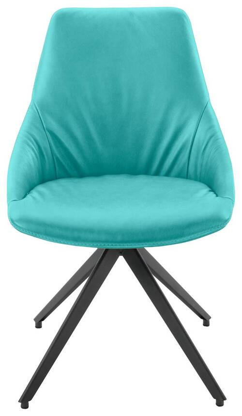 STUHL Echtleder Petrol, Anthrazit  - Anthrazit/Petrol, Design, Leder/Metall (55/87/62cm) - Bert Plantagie