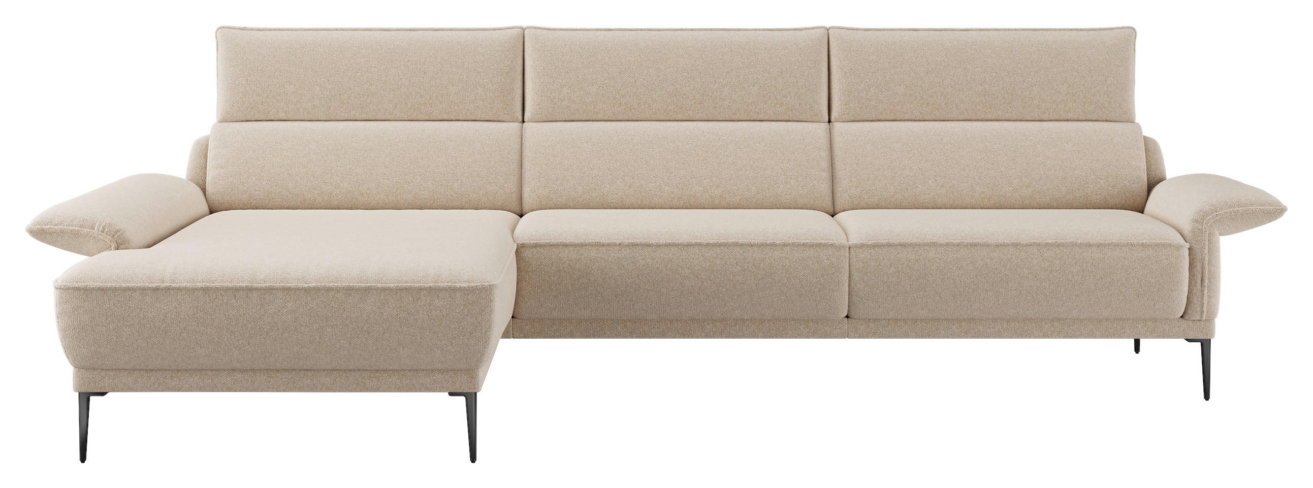 ECKSOFA Creme Bouclé  - Creme/Schwarz, MODERN, Textil/Metall (186/330cm) - Johann Jakob