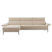 ECKSOFA in Bouclé Creme  - Creme/Schwarz, Modern, Textil/Metall (186/330cm) - Johann Jakob