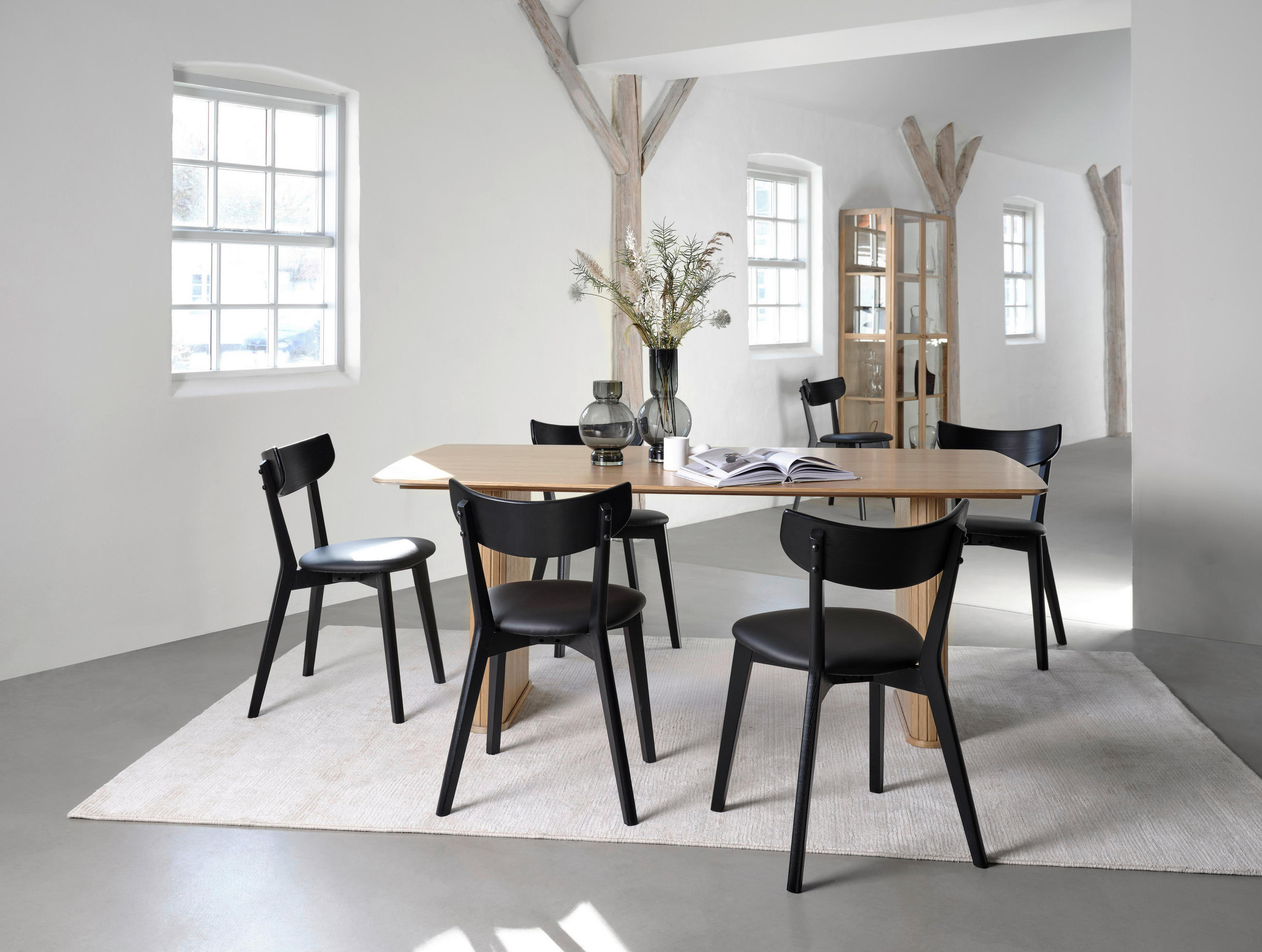 STUHL-SET 2 Stück  in Lederlook Holz, Textil  - Eichefarben/Schwarz, Design, Holz/Textil (48/81/50cm) - Linea Natura