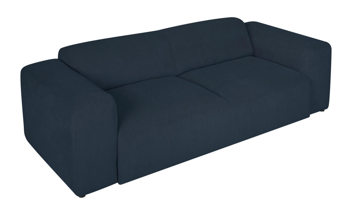 3-SITZER-SOFA in Cord Blau  - Blau/Schwarz, Design, Kunststoff/Textil (247/75/104cm) - MID.YOU