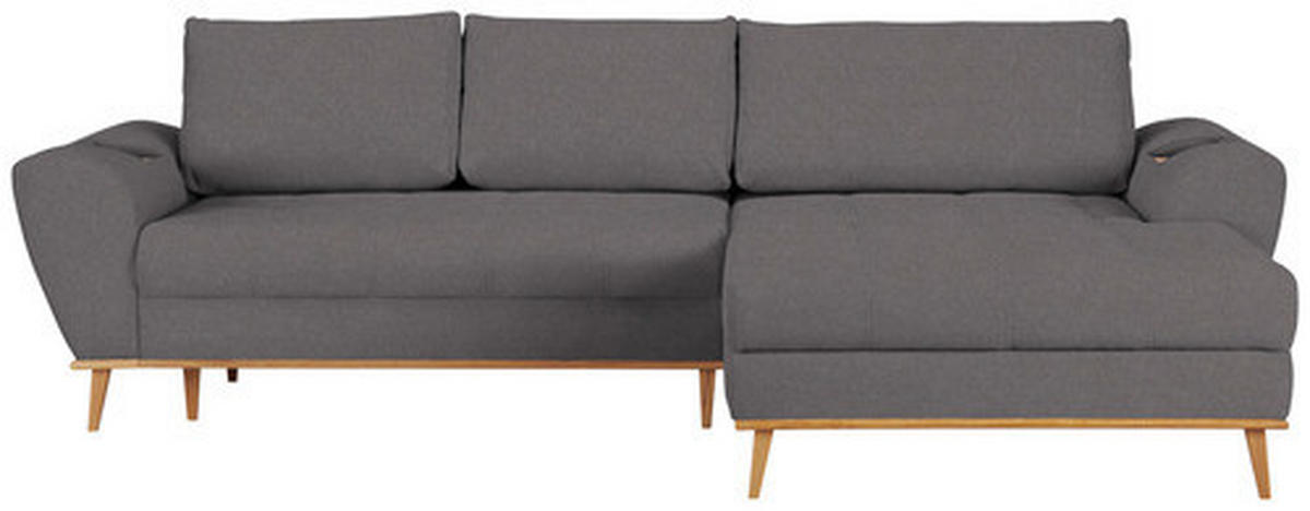 ECKSOFA in Webstoff Grau  - Eichefarben/Grau, Design, Holz/Textil (282/175cm) - Carryhome