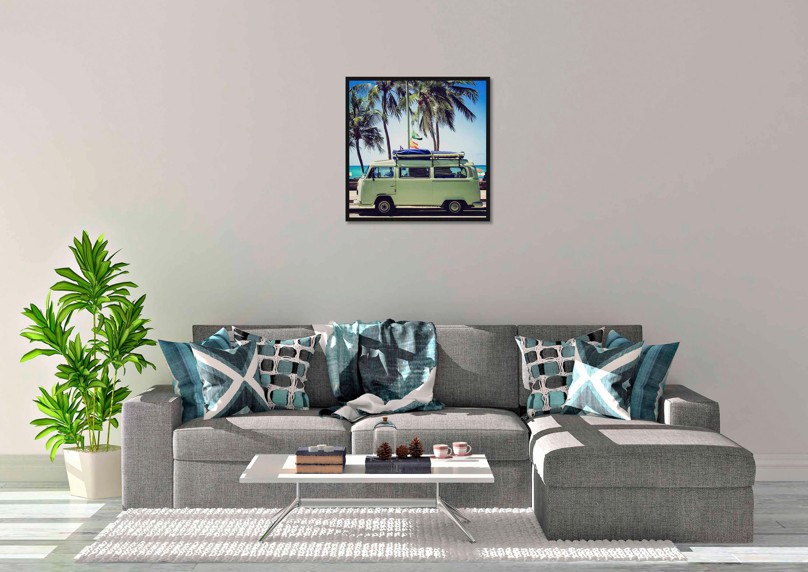 BILD 74/74 cm  - Blau/Schwarz, Design, Holz/Kunststoff (74/74cm)
