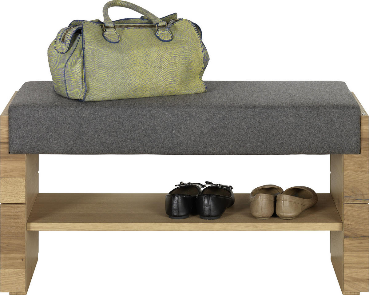 GARDEROBENBANK  in 91/49/38 cm  - Eichefarben/Grau, Design, Holz/Textil (91/49/38cm) - Voglauer