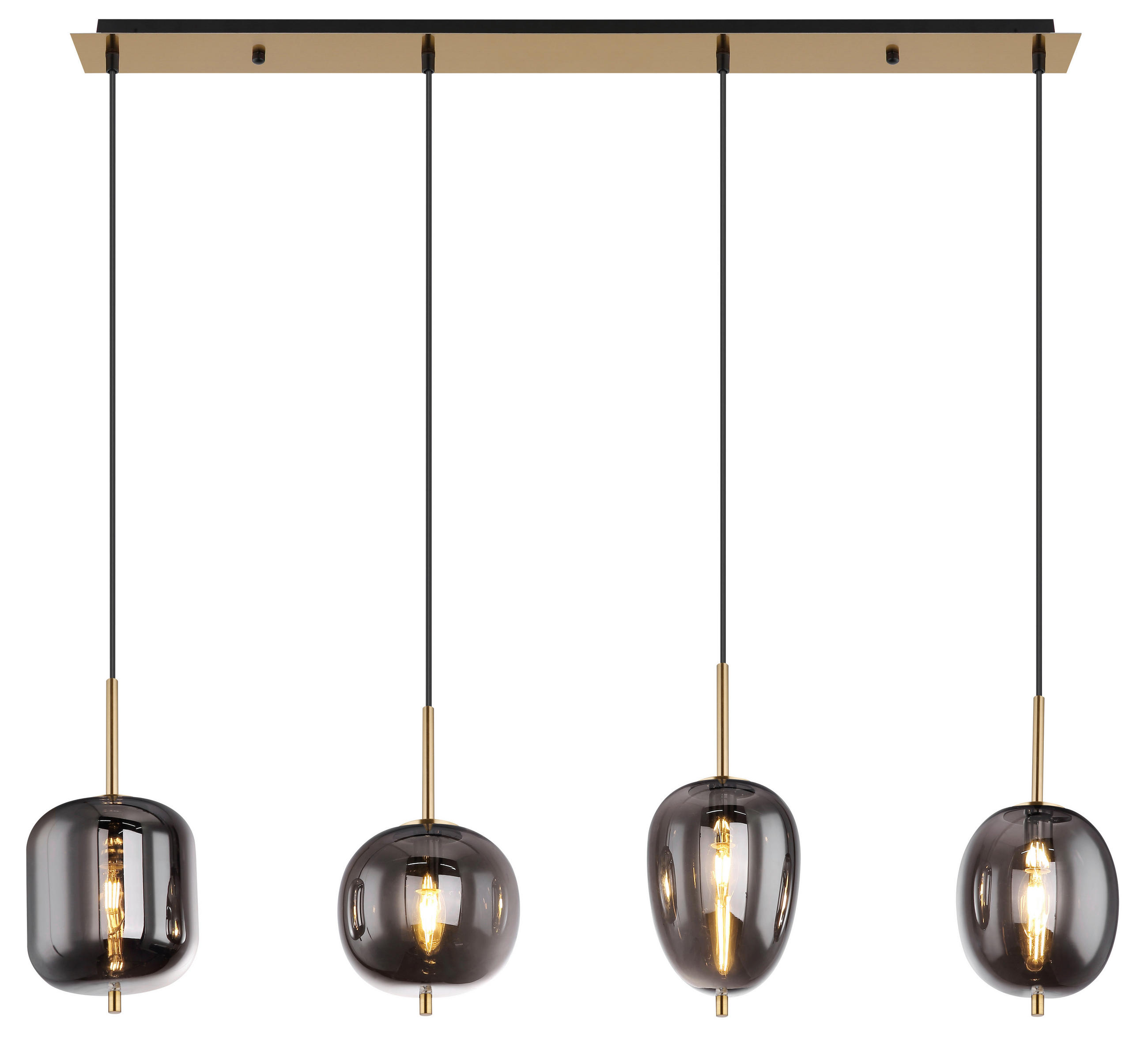 HÄNGELEUCHTE 110/18,5/120 cm   - Messingfarben, Design, Glas/Metall (110/18,5/120cm) - Globo