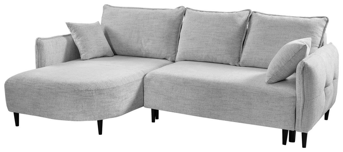 ECKSOFA in Struktur Hellgrau  165/244 cm  - Hellgrau/Schwarz, Design, Holz/Textil (165/244cm) - MID.YOU