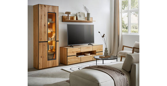 WOHNWAND  in  270/203/47 cm  - Anthrazit, KONVENTIONELL, Glas/Holz (270/203/47cm) - Linea Natura