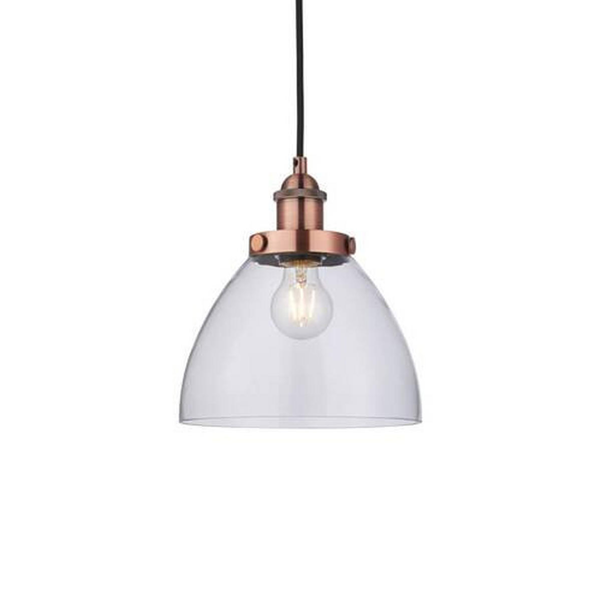 HÄNGELEUCHTE 22.5/127 cm  - Klar/Kupferfarben, KONVENTIONELL, Glas (22.5/127cm) - ENDON